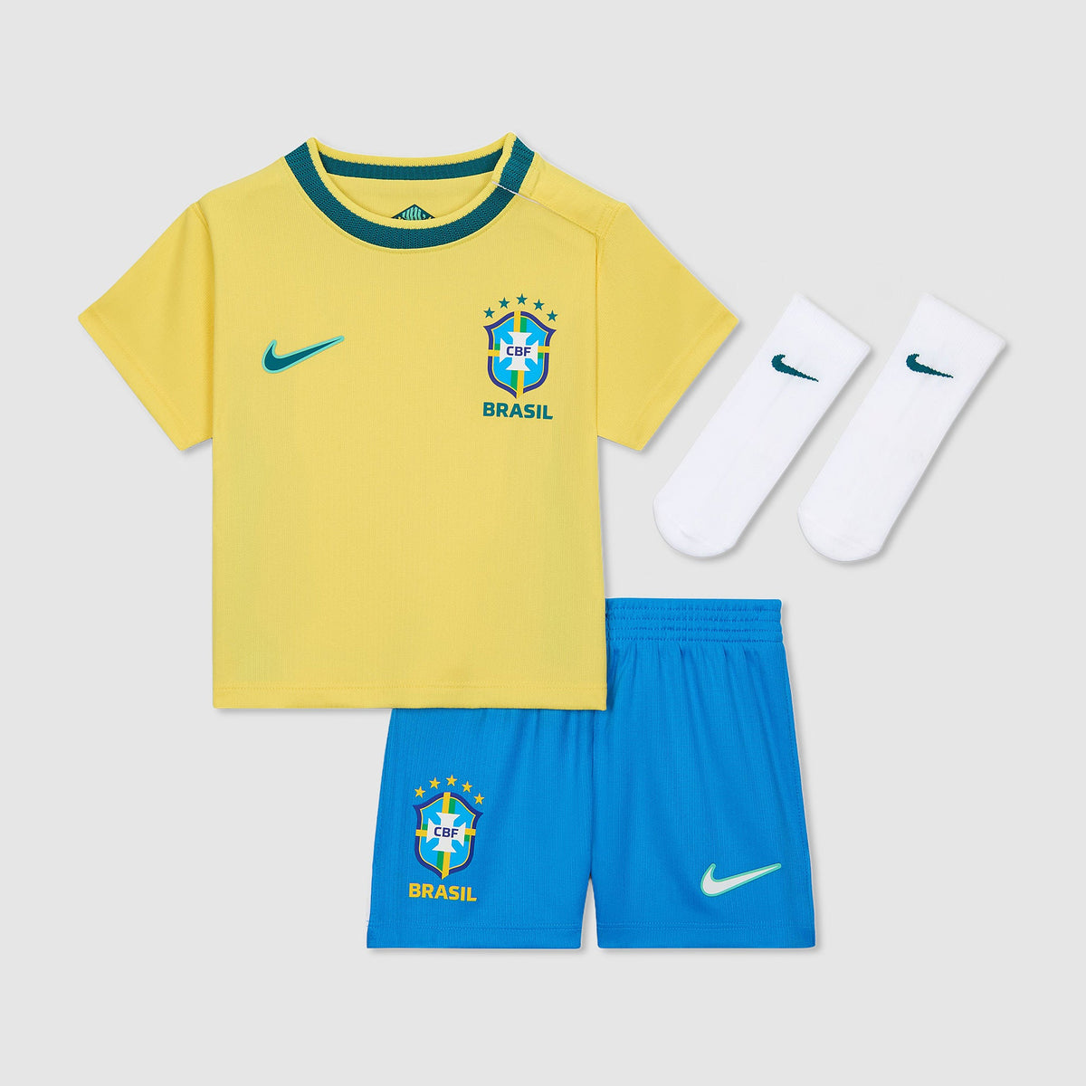 Børne-fodboldtrøjesæt Brasilien 2026 Hjemmebanetrøje VM-fan