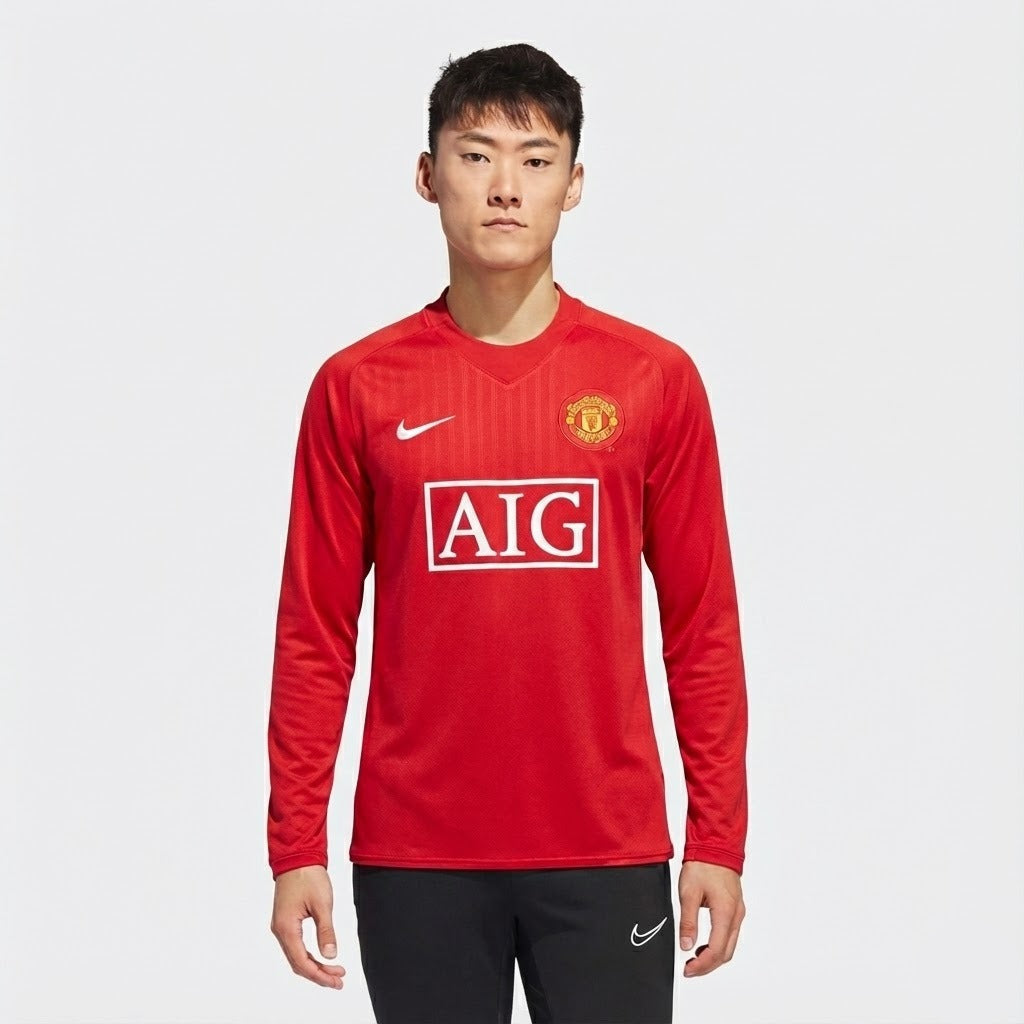 Manchester United trøje 2007/08 hjemmebanetrøje retro langærmet